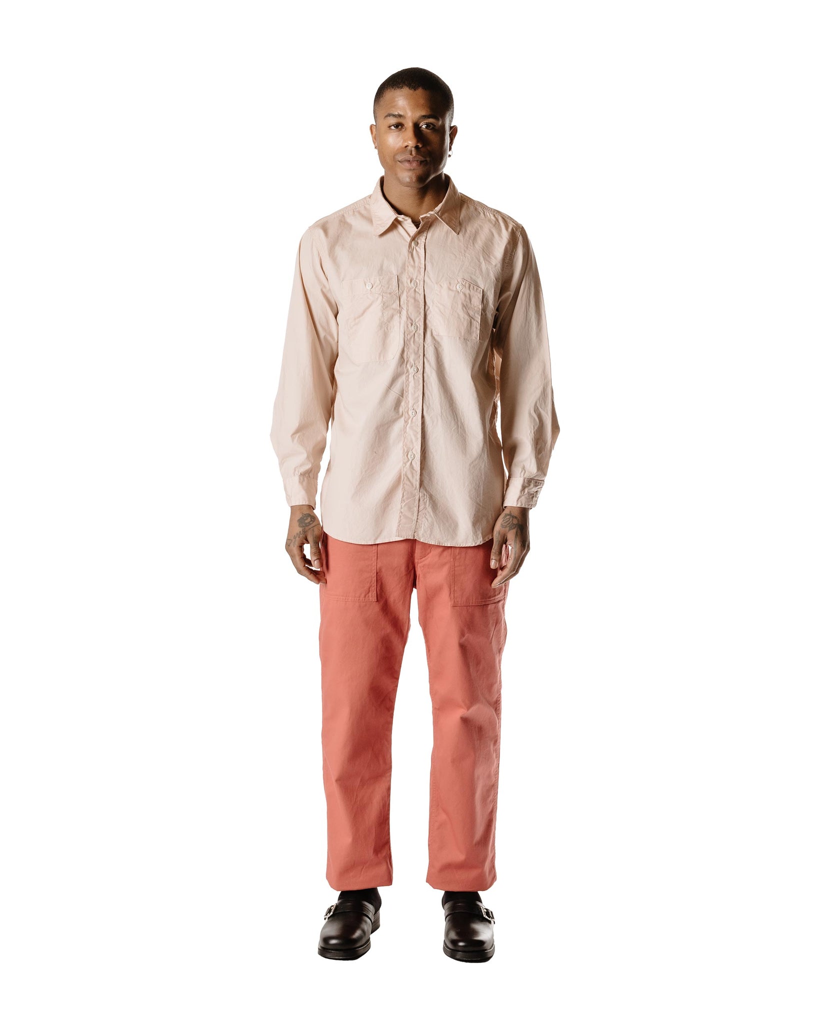 Engineered Garments Fatigue Pant Pink 6.5oz. Flat Twill Model