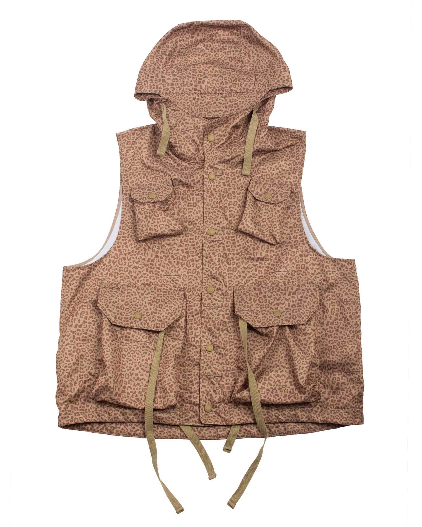 Engineered Garments Field Vest Brown Poly Fibre Leopard Print