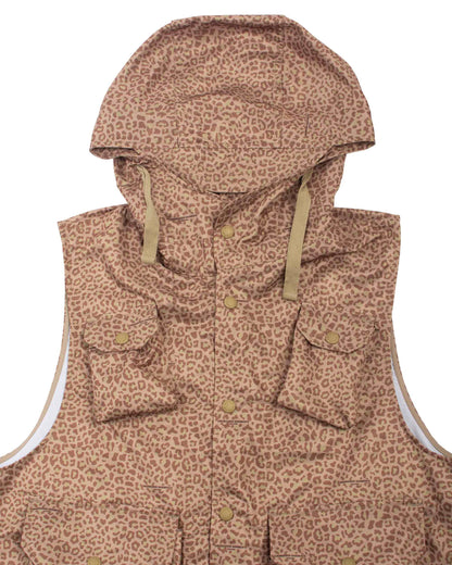 Engineered Garments Field Vest Brown Poly Fibre Leopard Print Detail