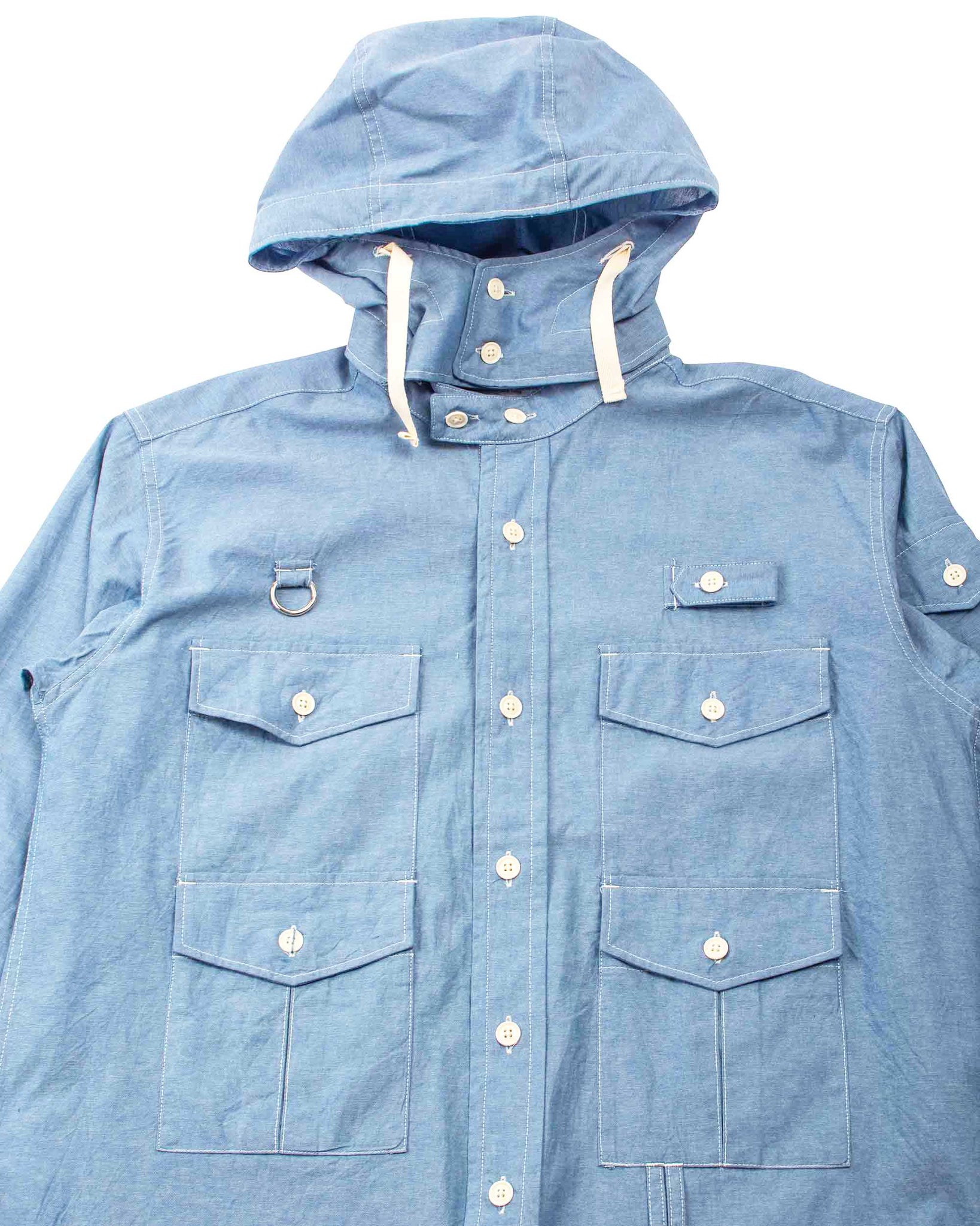 Engineered Garments Fishing Over Shirt Jacket Light Blue Cotton Chambray Detail
