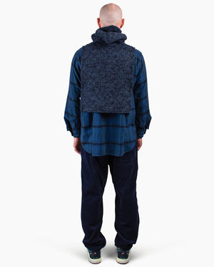 Engineered Garments Hooded Interliner Heather Navy Sweater Knit Back