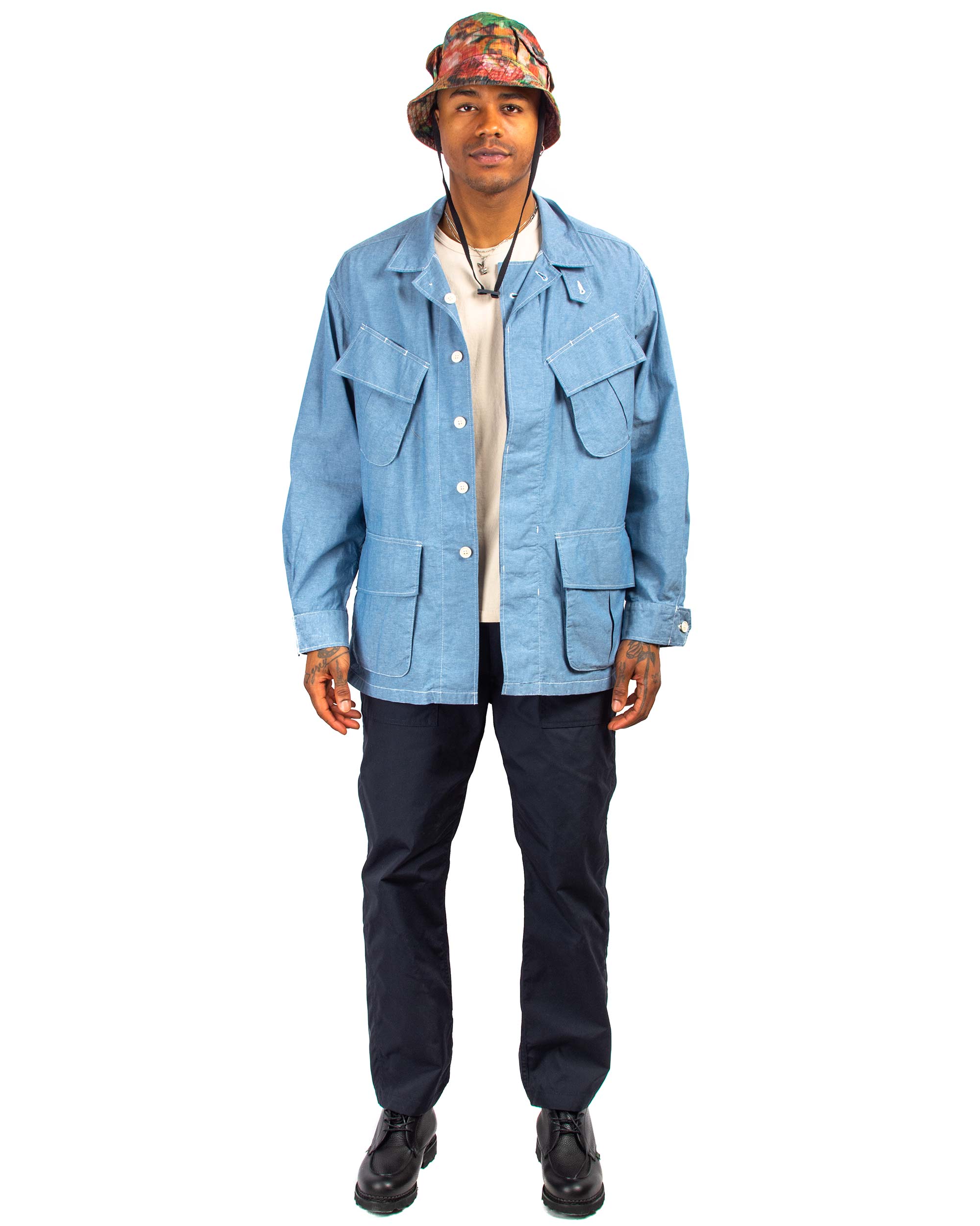 Engineered Garments Jungle Fatigue Jacket Light Blue Cotton Chambray