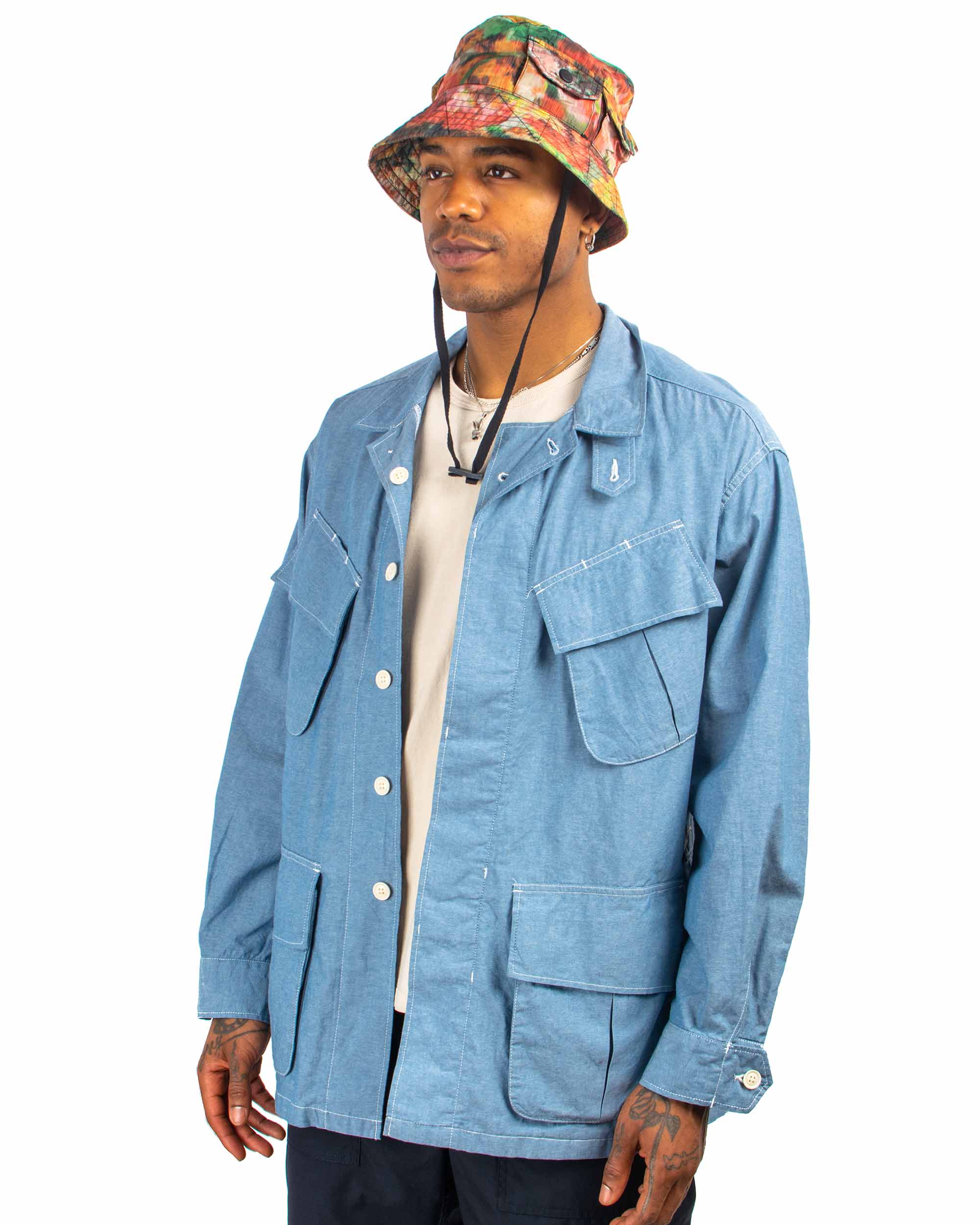 Engineered Garments Jungle Fatigue Jacket Light Blue Cotton Chambray