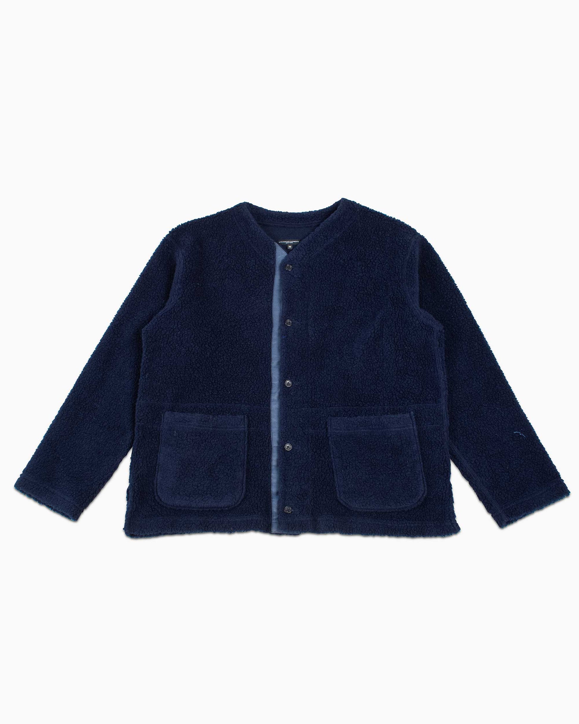 Engineered Garments Knit Cardigan Navy Wool Poly Shaggy Knit