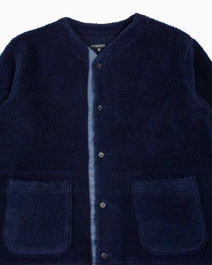 Engineered Garments Knit Cardigan Navy Wool Poly Shaggy Knit Detaisl