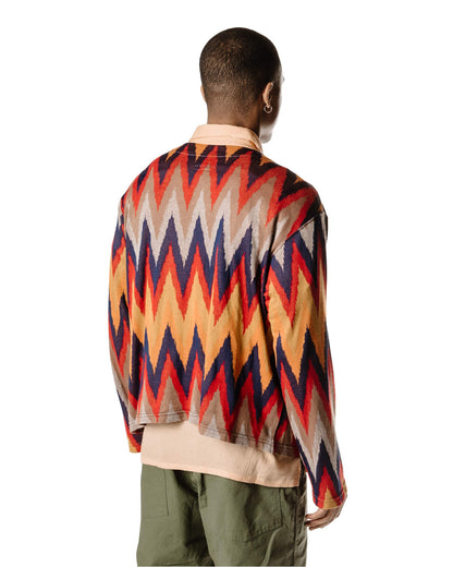 Engineered Garments Knit Cardigan Red/Navy Ikat Knit Back