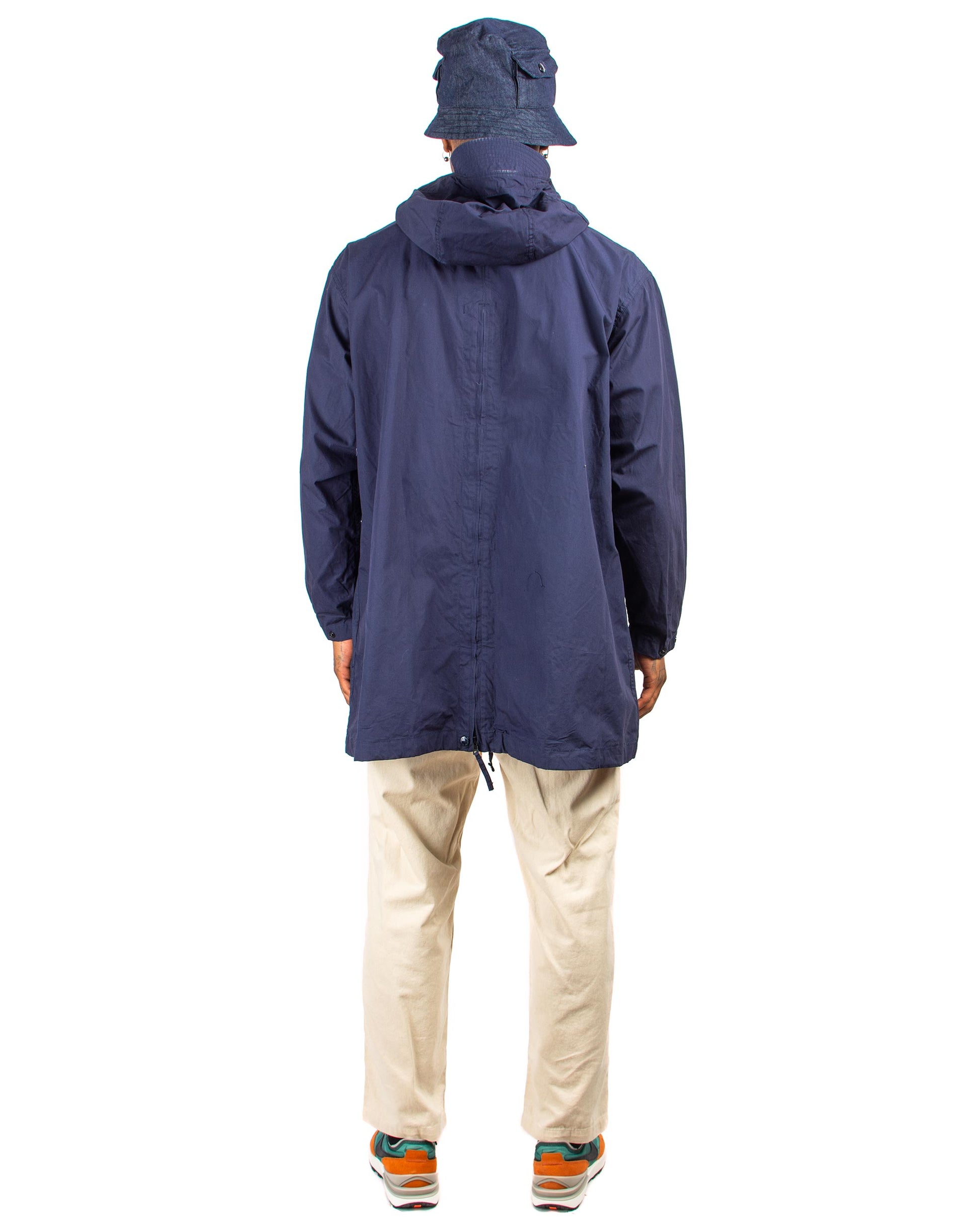 Engineered Garments Over Parka Navy Cotton Duracloth Poplin Back