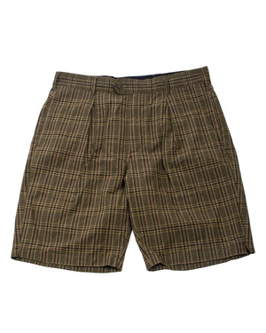 Engineered Garments Sunset Short Olive Brown Cotton Madras Check