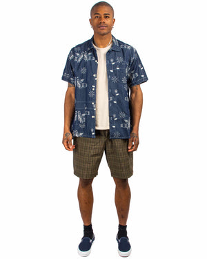 Engineered Garments Sunset Short Olive Brown Cotton Madras Check Model