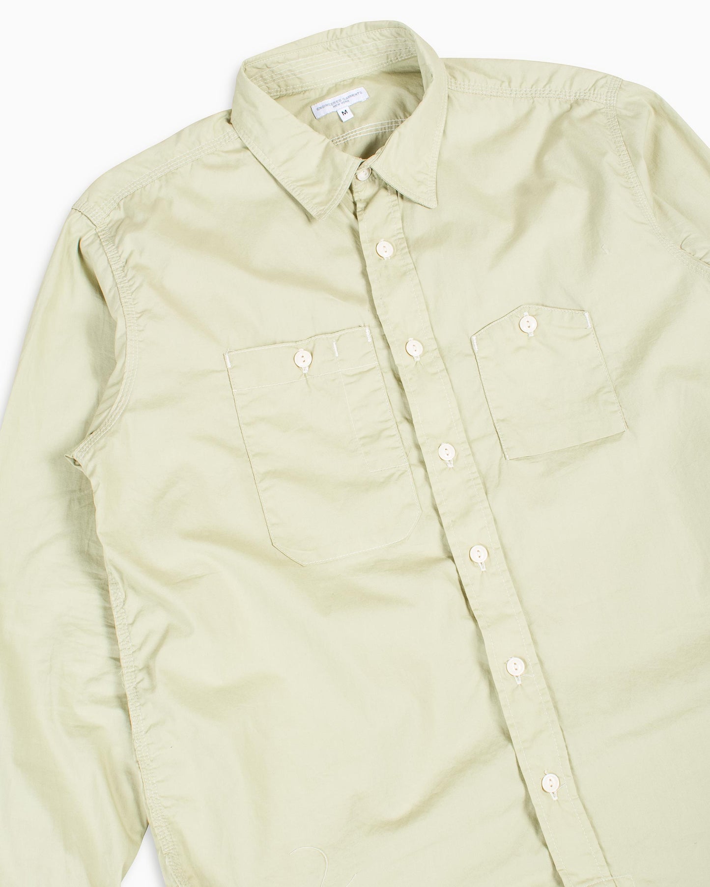 Engineered Garments Work Shirt Lime Superfine Poplin Detail