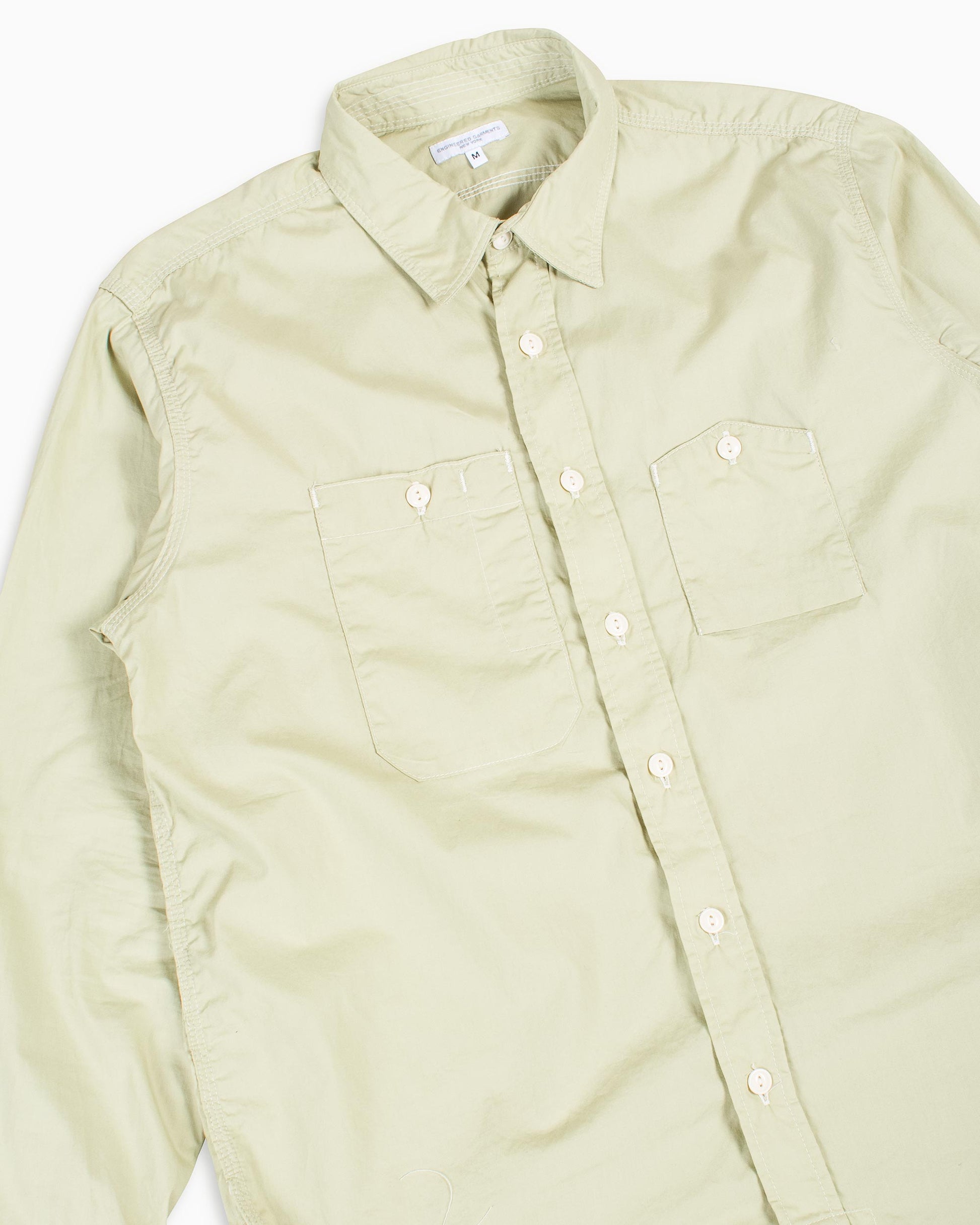 Engineered Garments Work Shirt Lime Superfine Poplin Detail