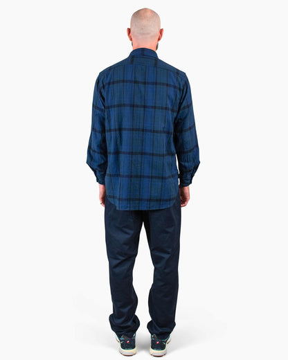 Engineered Garments Work Shirt Navy/Black Plaid Cotton Flannel Back