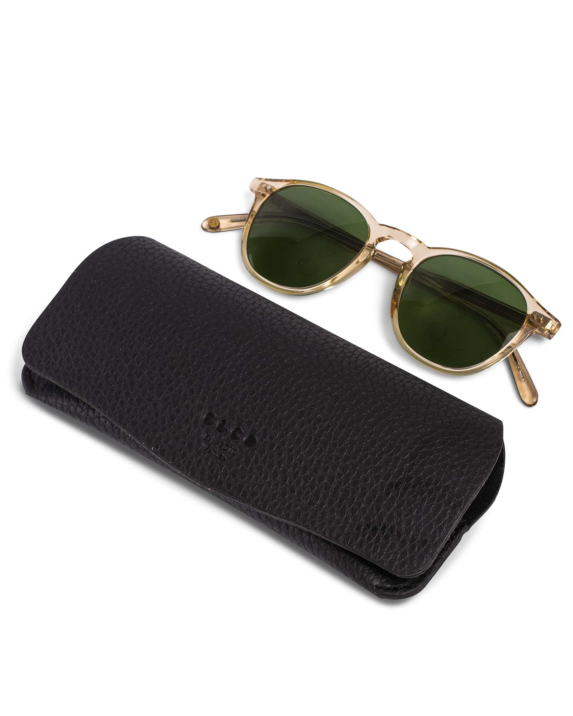 Garrett Leight Hampton Sun Champagne/Pure Green DEtails