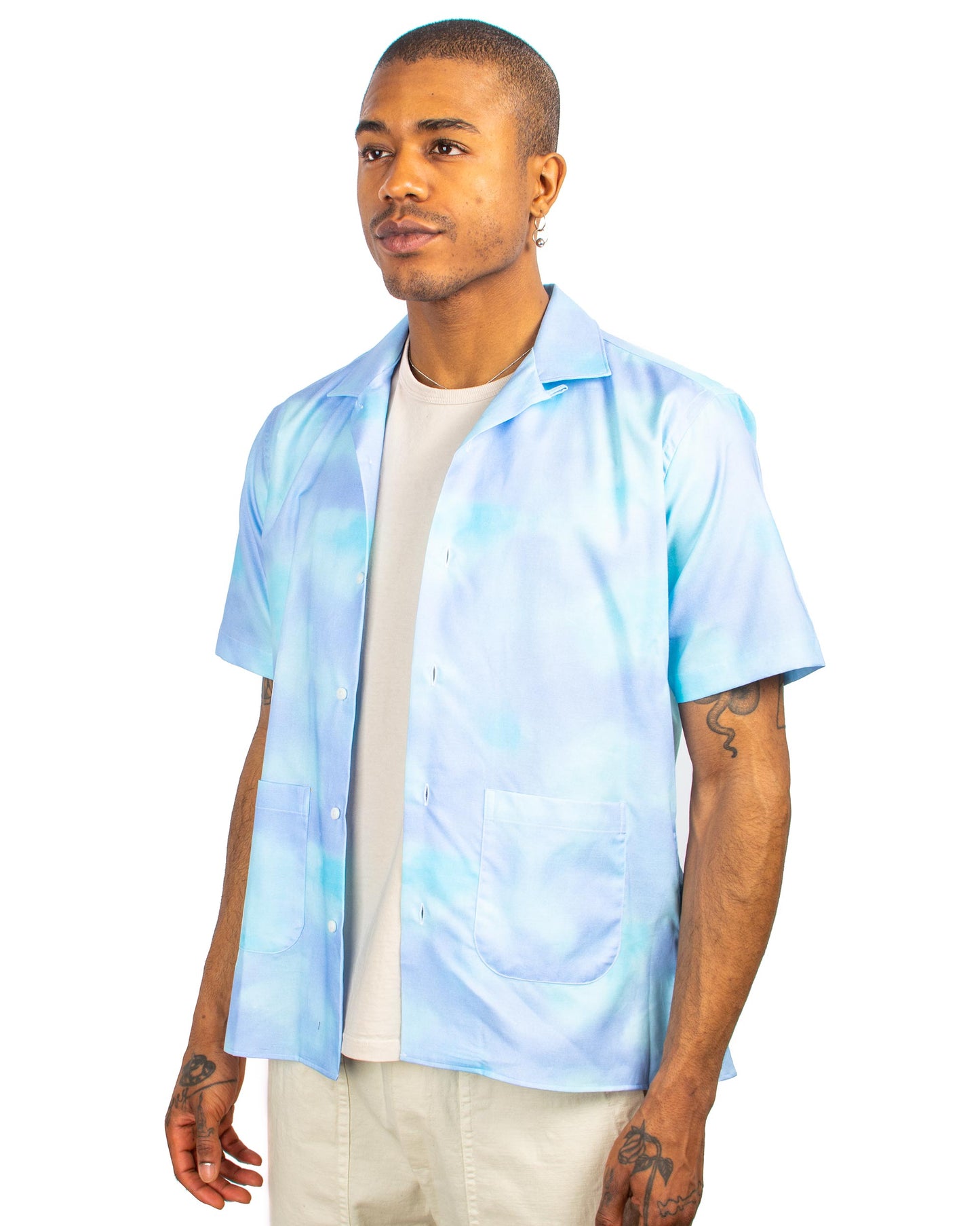 Gitman Vintage Bros. Blue Cotton Candy Oxford Beach Shirt Close