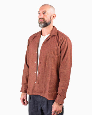Gitman Vintage Bros. Brown Cotton Tweed Camp Shirt Detail