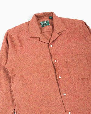Gitman Vintage Bros. Brown Cotton Tweed Camp Shirt Details