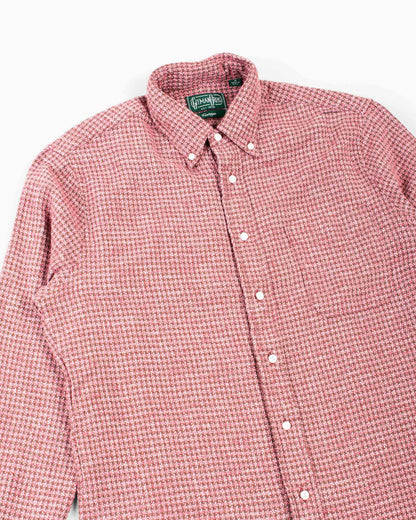 Gitman Vintage Bros. Burgundy Brushed Houndstooth Flannel Details