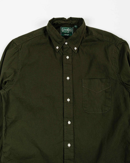 Gitman Vintage Bros. Long Sleeve Olive Overdye Oxford Details