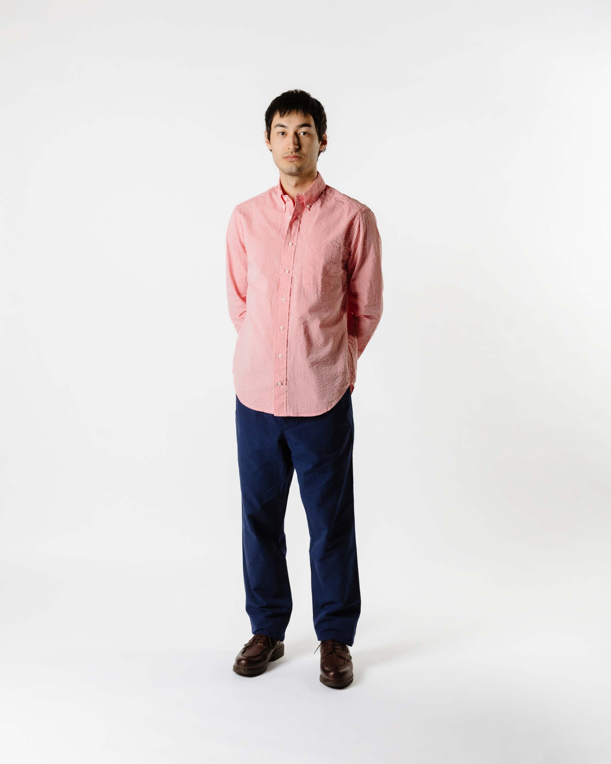 lost & found Gitman Vintage Bros. Gitman Vintage Bros. Red Tonal Stripe Seersucker Shirt