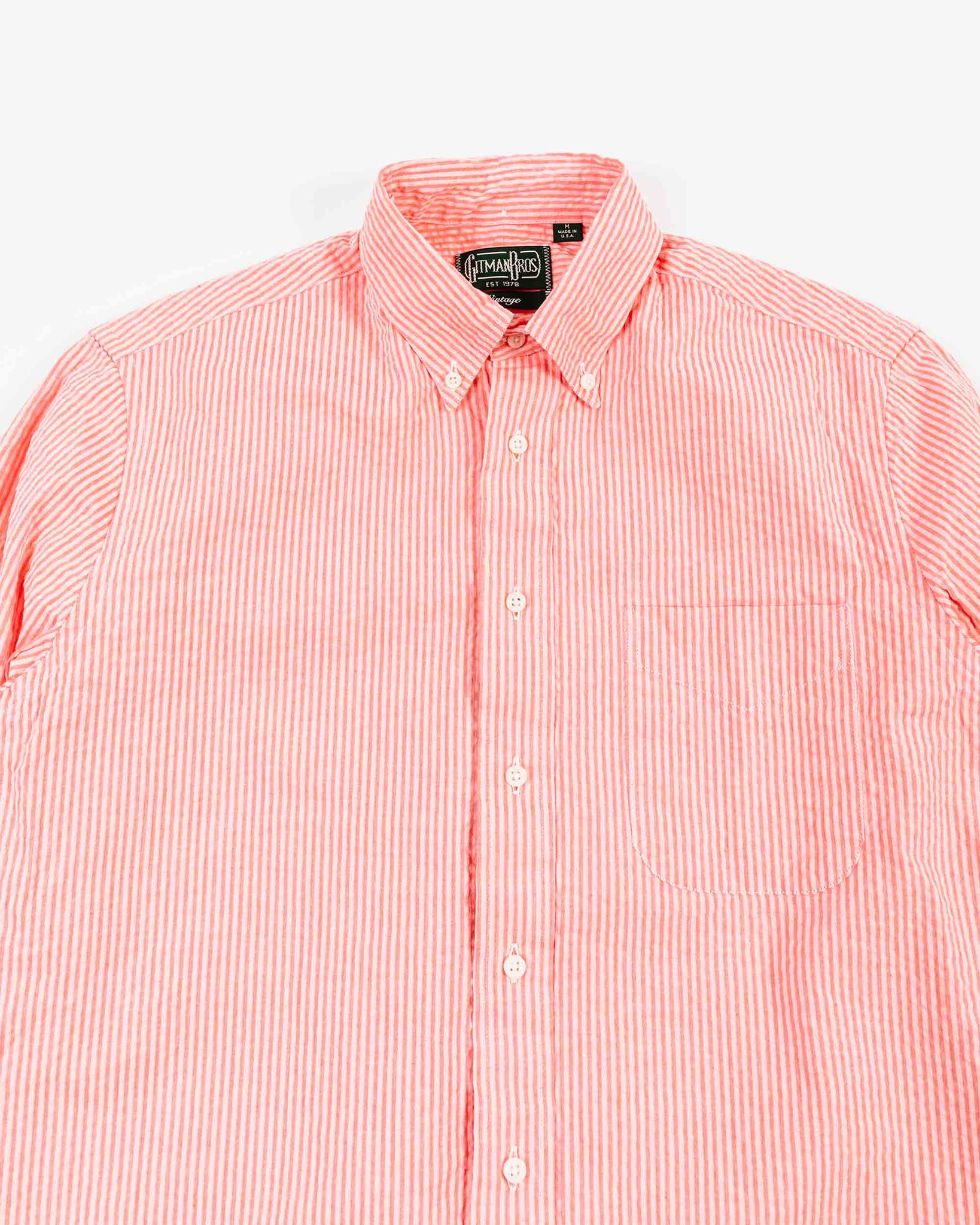 Gitman Vintage Bros. Red Tonal Stripe Seersucker Shirt