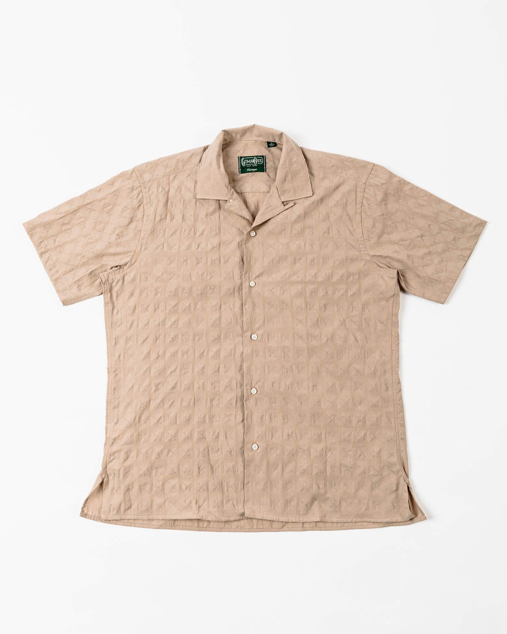 Gitman Vintage Bros. Tan Japanese Ripple Jacquard Camp Collar Shirt