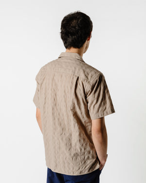 Gitman Vintage Bros. Tan Japanese Ripple Jacquard Camp Collar Shirt Back