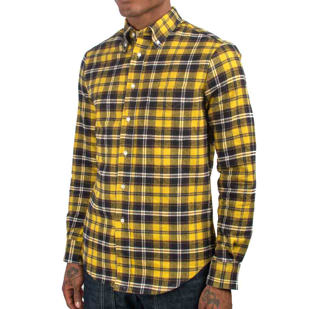 Gitman Vintage Bros. Yellow High-Density Twill Shirt Close