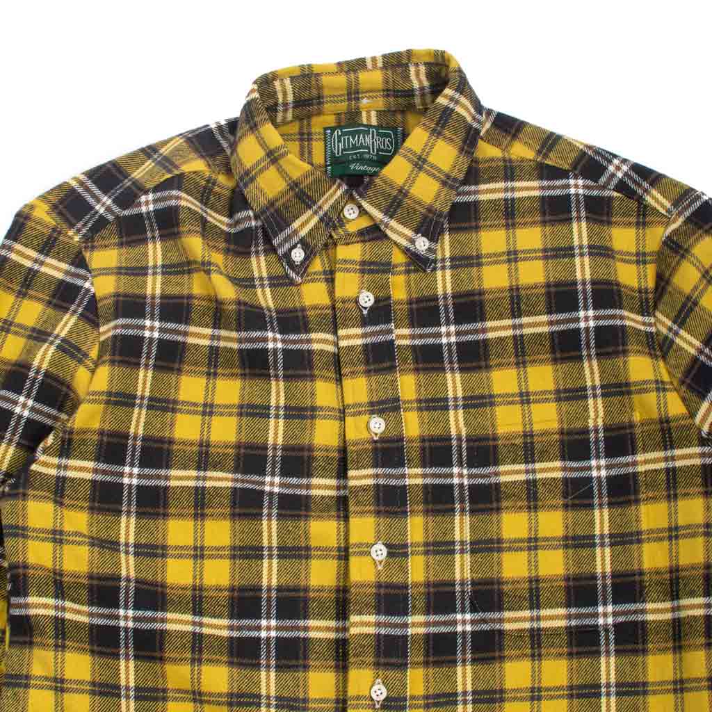 Gitman Vintage Bros. Yellow High-Density Twill Shirt Detail