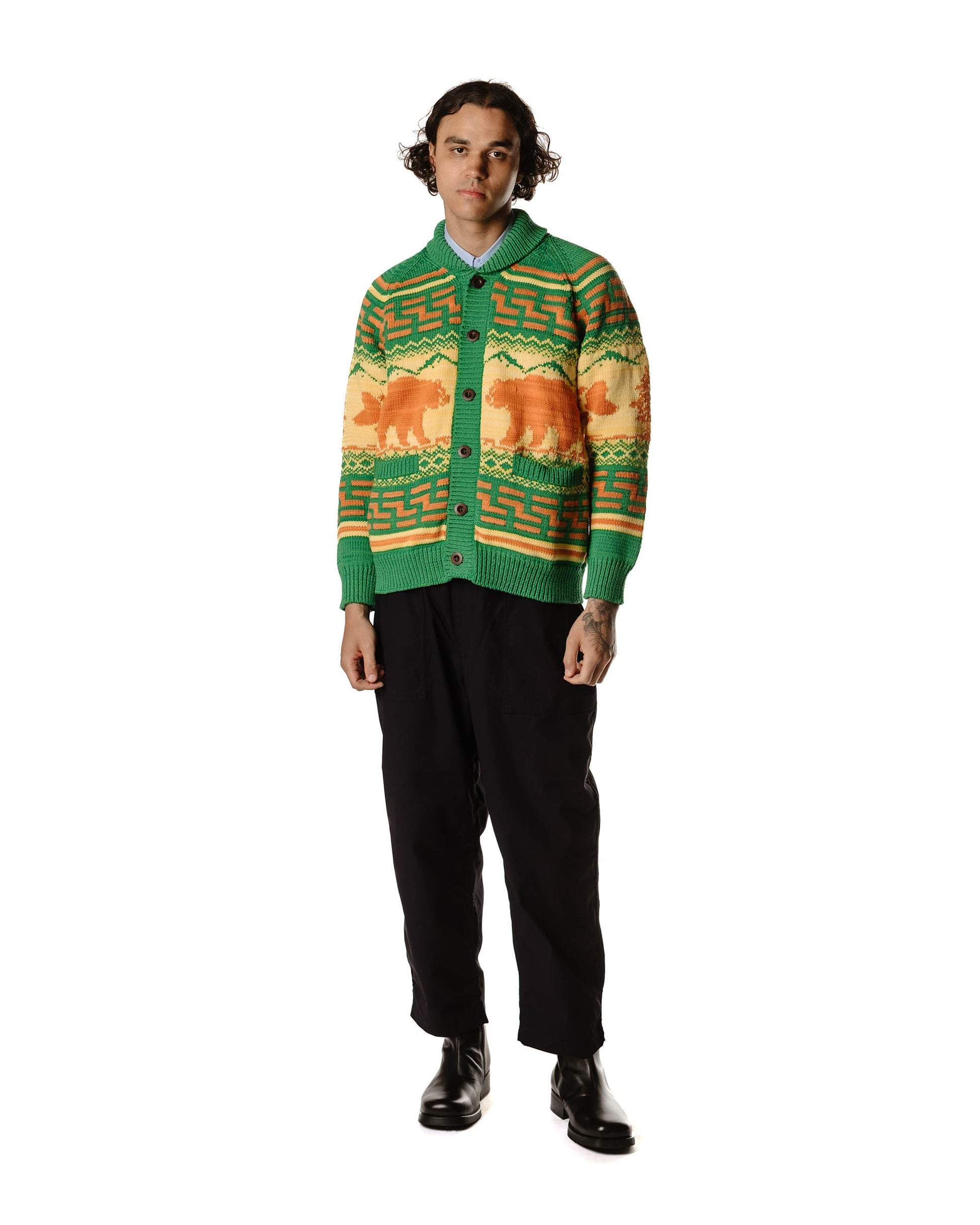 Junya Watanabe MAN Cardigan Green/Yellow/Orange Model