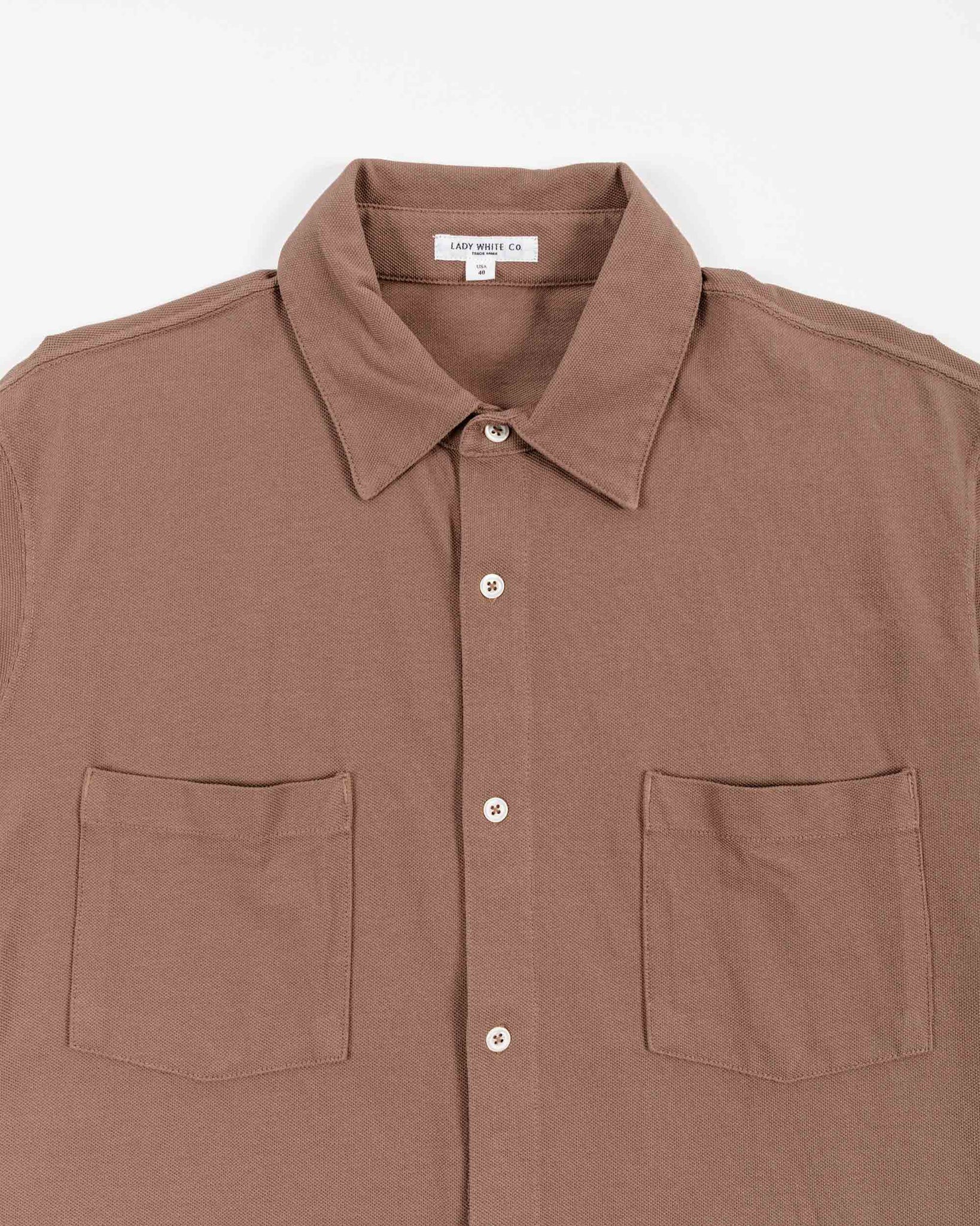 Lady White Co. Pique Work Shirt Dried Rose Details