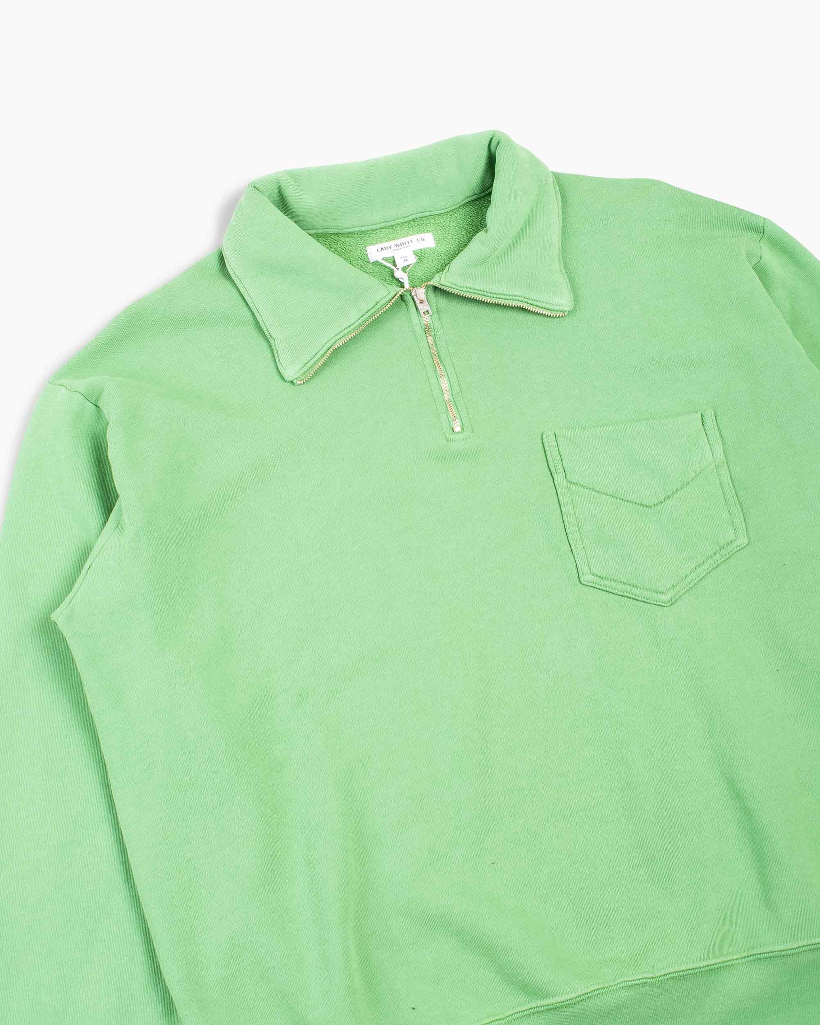 Lady White Co. Quarter Zip Sweatshirt Faded Green Details