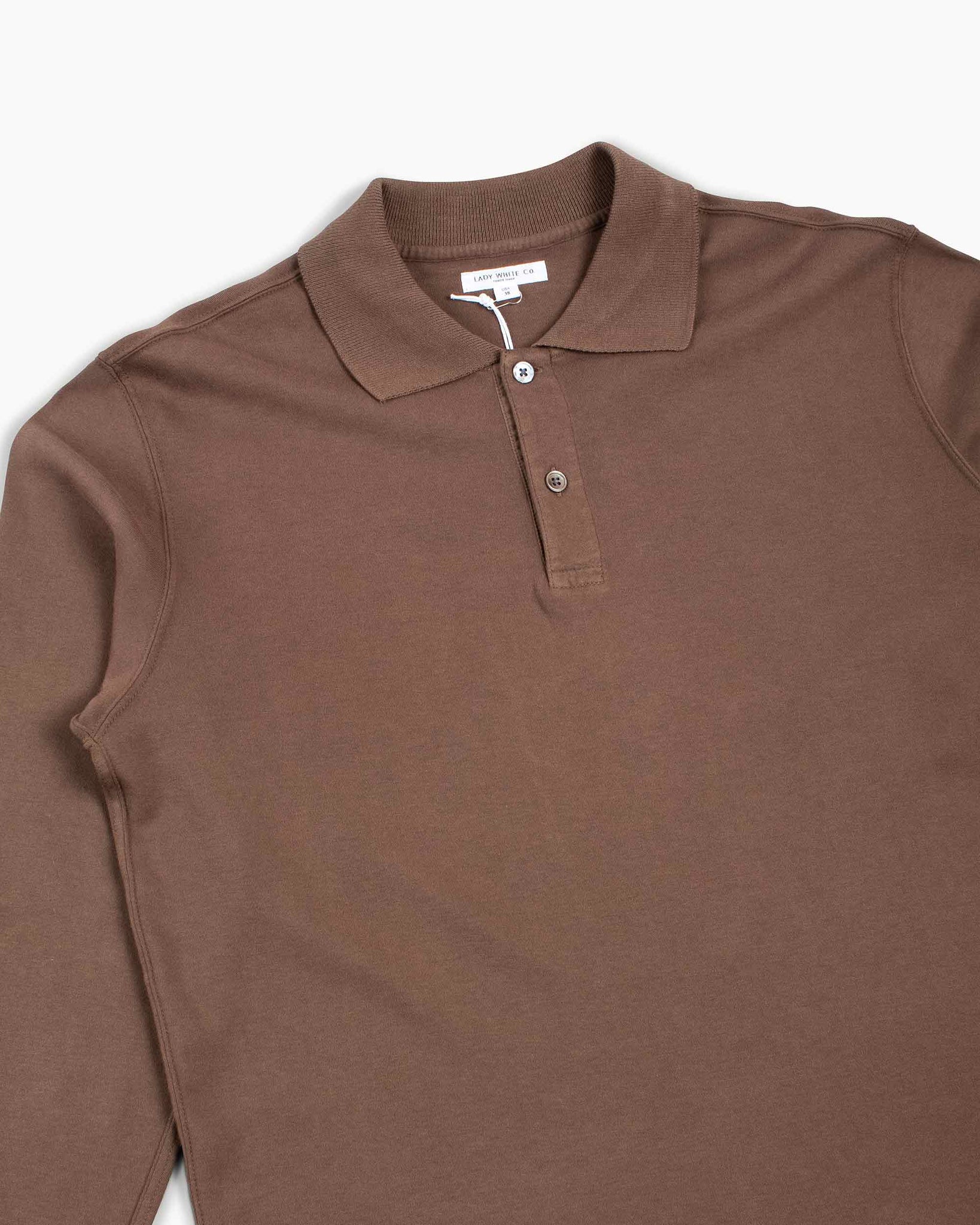 Lady White Co. Two Button Polo Dark Taupe Details