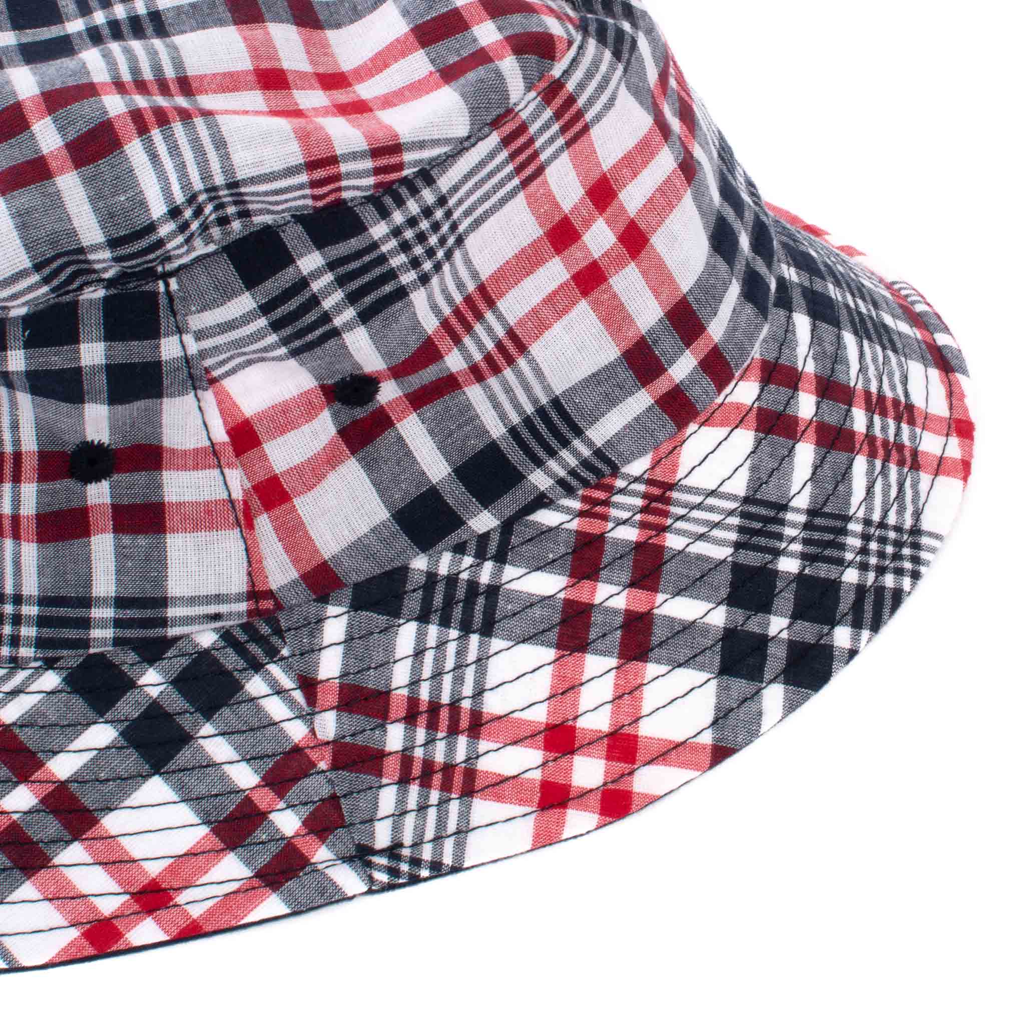 Lite Year Madras Plaid Bucket Hat Red Check Close