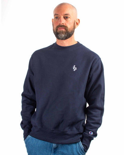 Lost & Found Reverse Weave Crewneck Navy Close