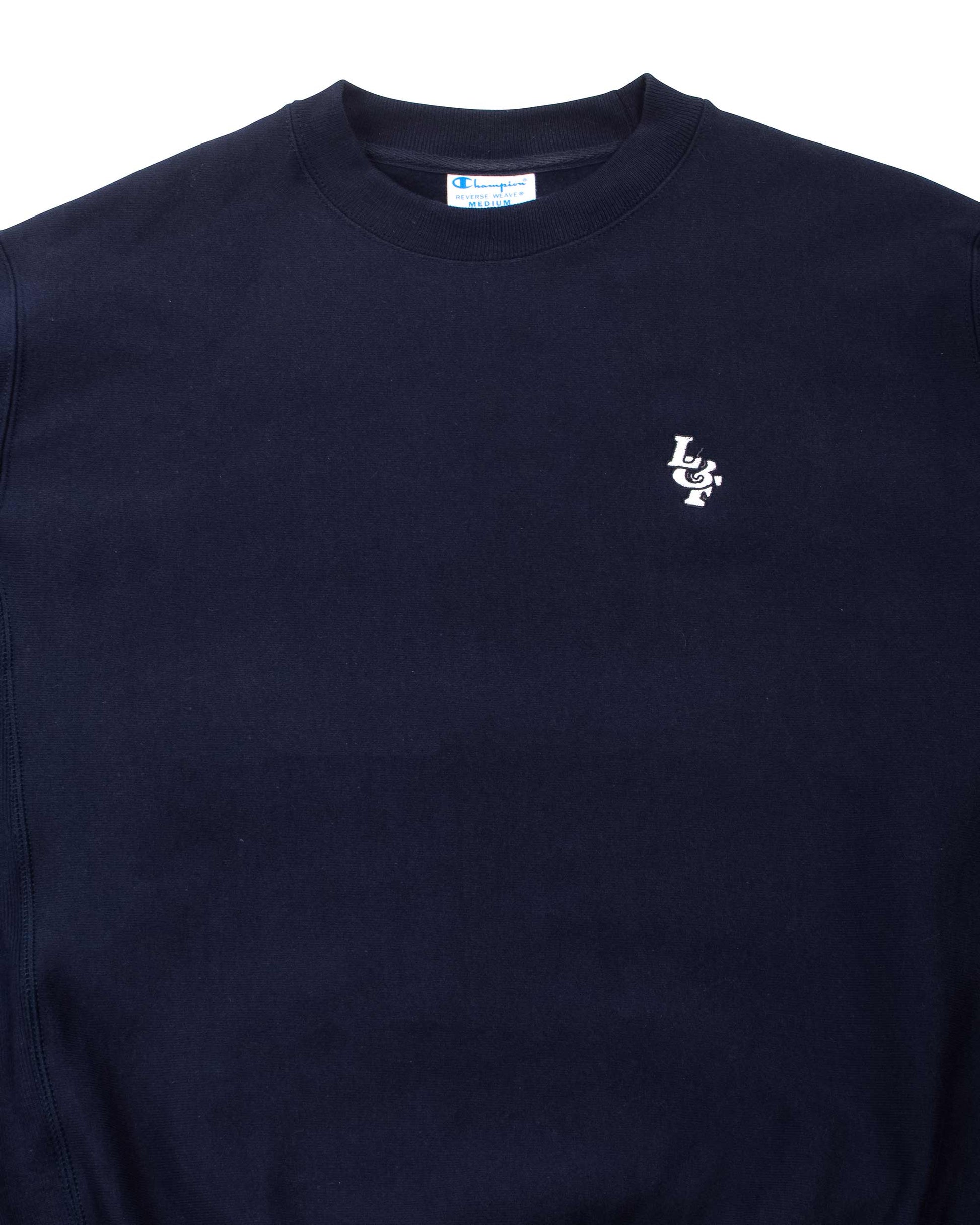 Lost & Found Reverse Weave Crewneck Navy Detail