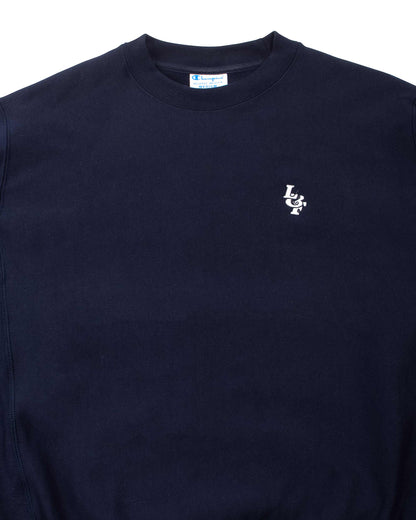 Lost & Found Reverse Weave Crewneck Navy Detail