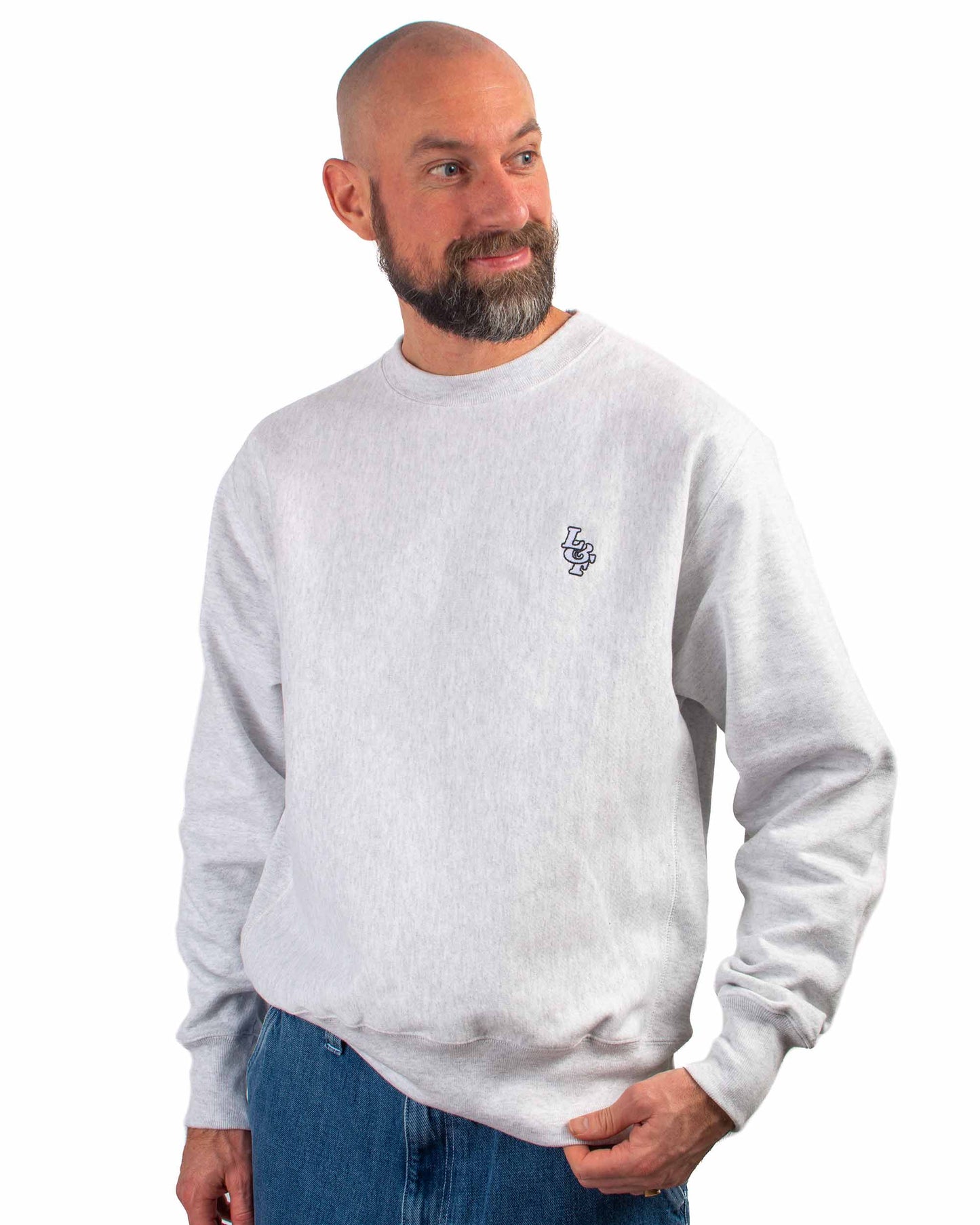 Lost & Found Reverse Weave Crewneck Silver Grey Close