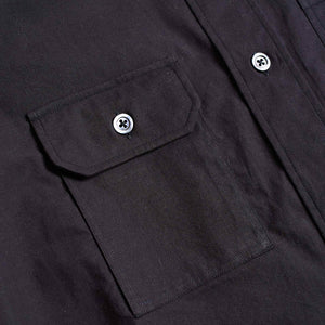 Margaret Howell Short Sleeve Odd Pocket Shirt Dense Cotton End On End Black