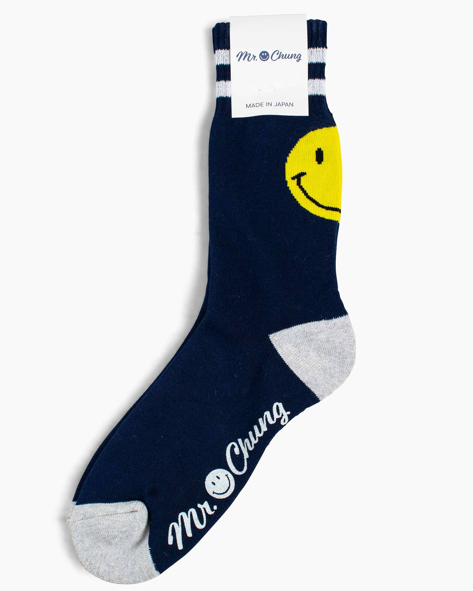 Mr. Chung Smiley Socks Navy/Off White Stripe