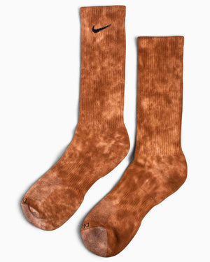 Nike Everyday Plus Cushioned Tie-Dye Crew Socks Brown (2 Pack) Details