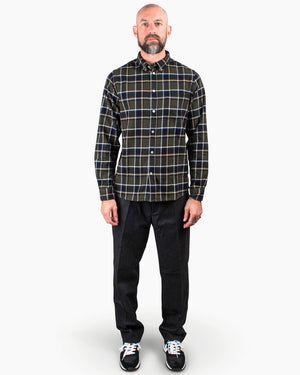 Norse Projects Anton Brushed Flannel Check Beech Green Model