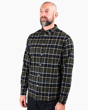 Norse Projects Anton Brushed Flannel Check Beech Green Close