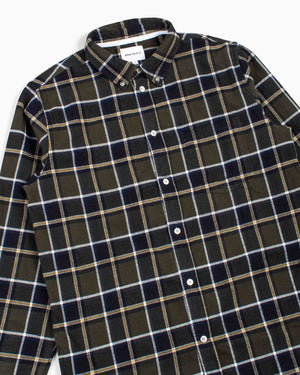 Norse Projects Anton Brushed Flannel Check Beech Green Details