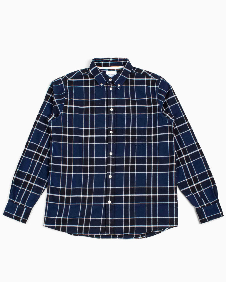 Norse Projects Anton Brushed Flannel Check Dark Navy