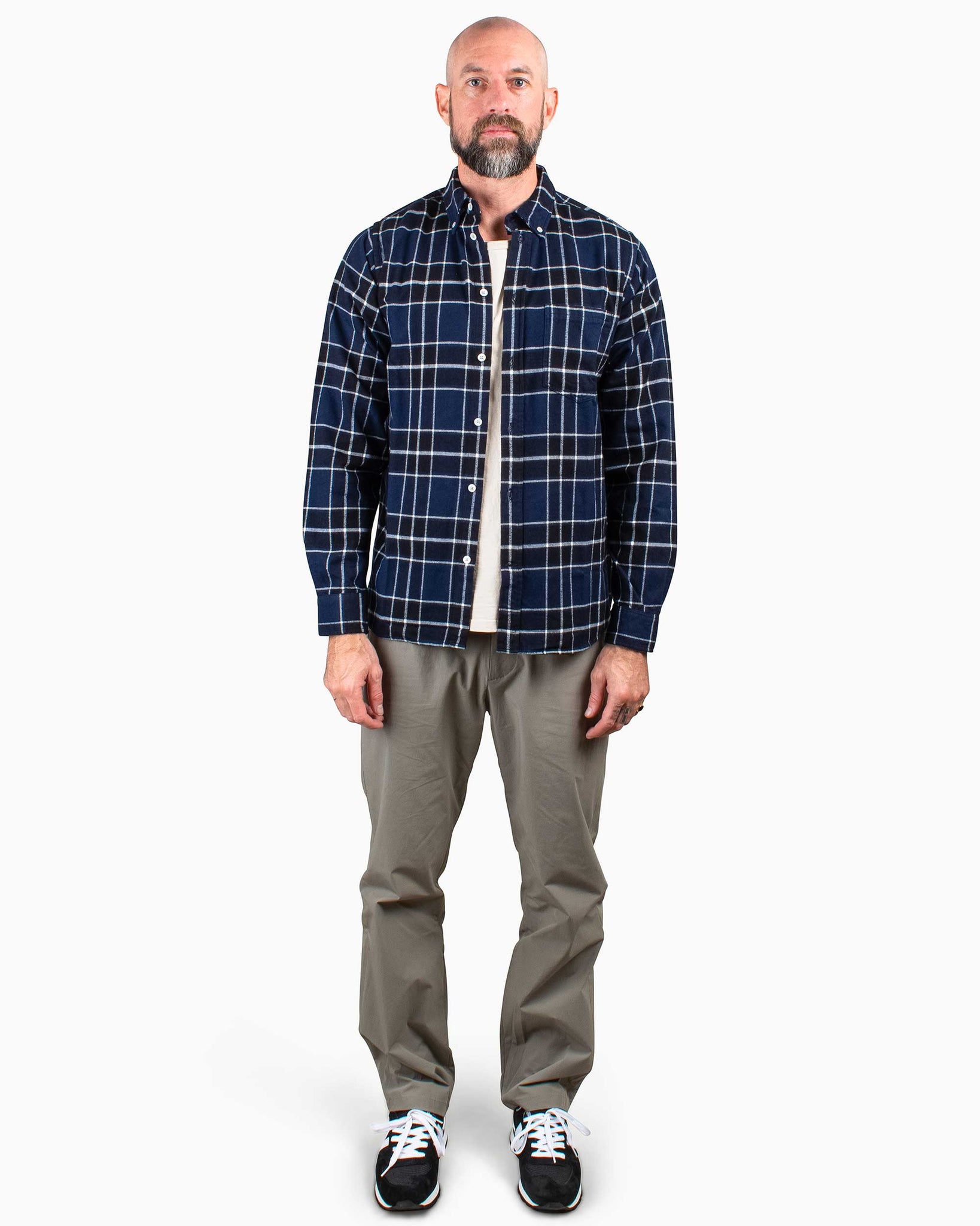 Norse Projects Anton Brushed Flannel Check Dark Navy Model