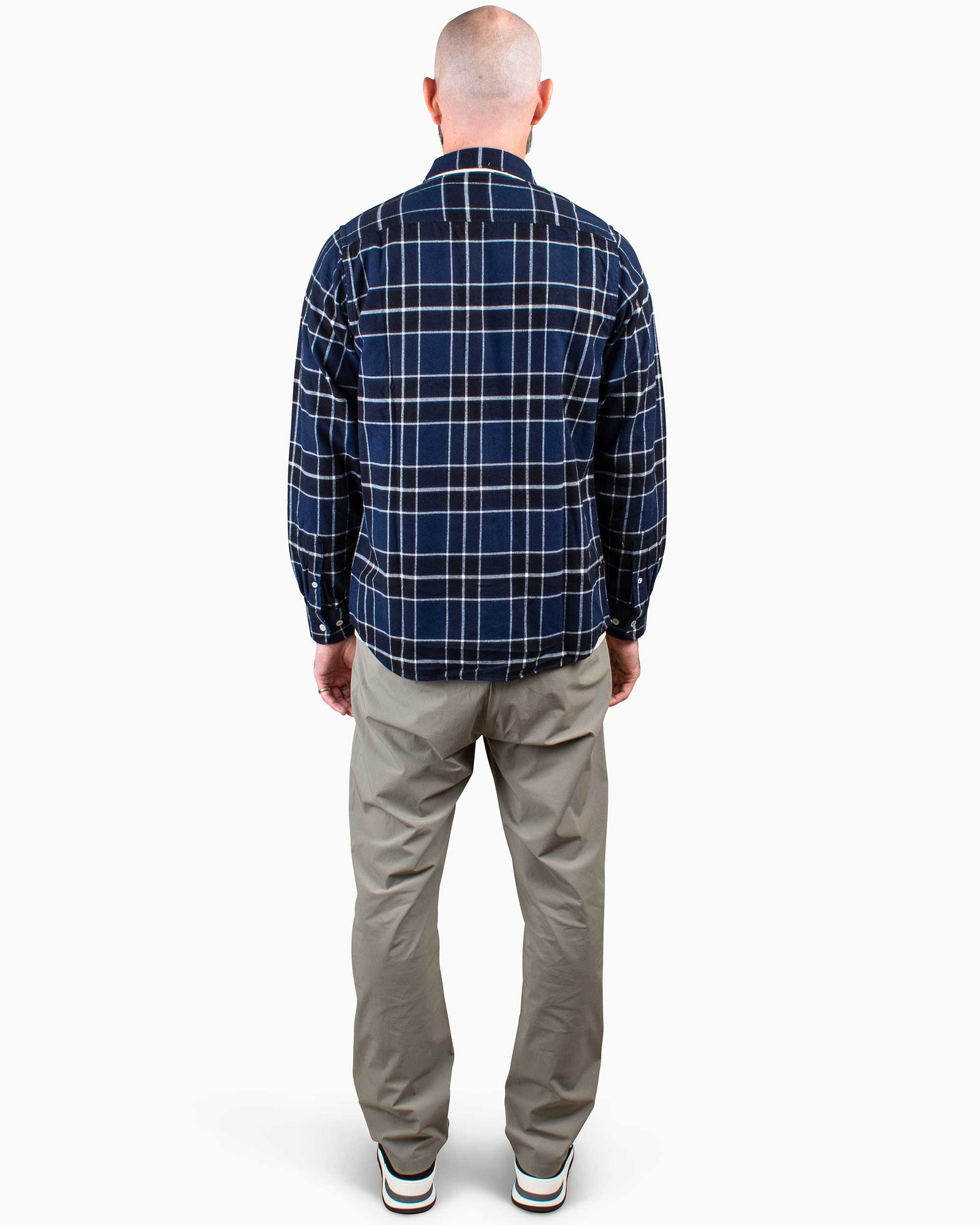 Norse Projects Anton Brushed Flannel Check Dark Navy Back