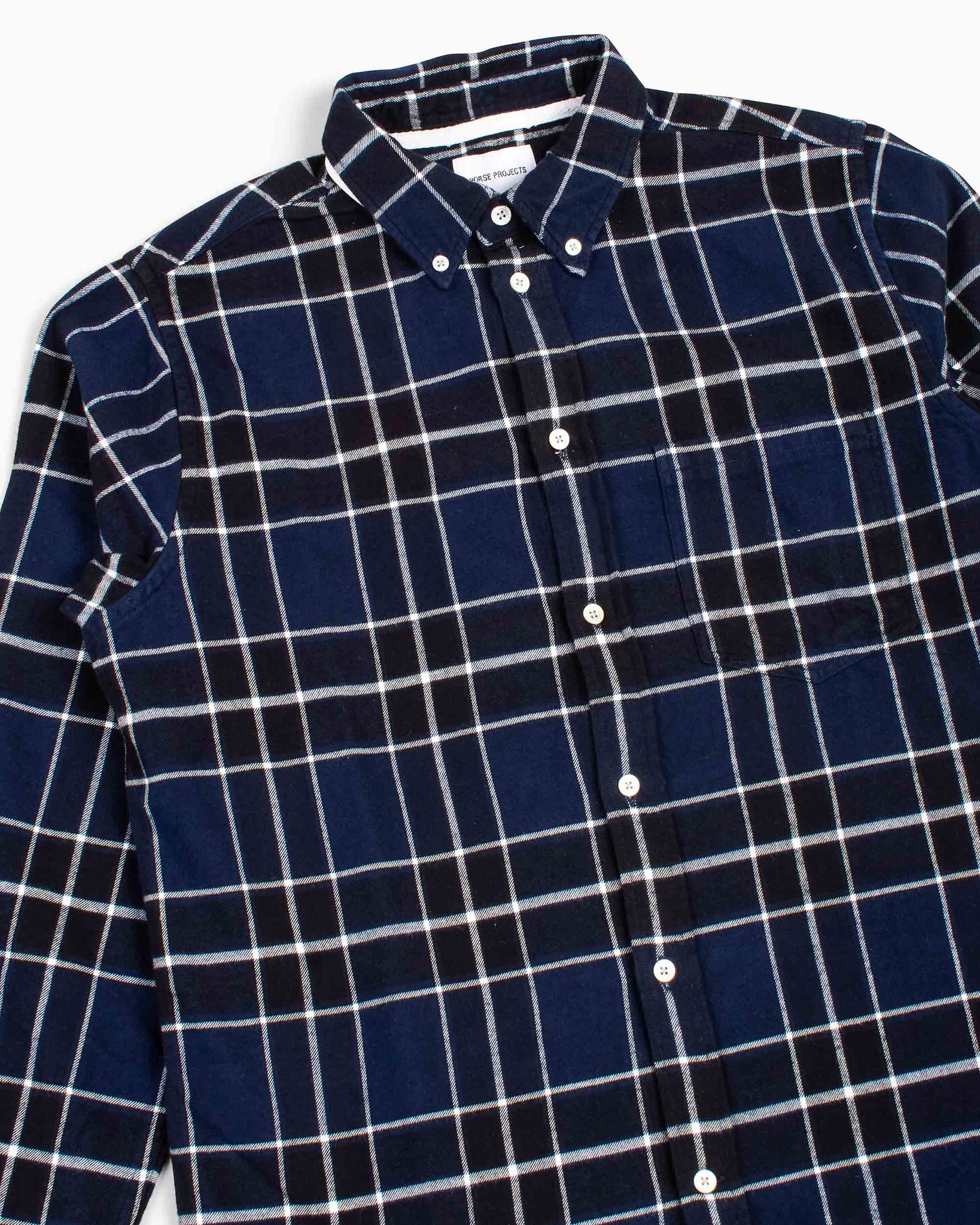 Norse Projects Anton Brushed Flannel Check Dark Navy Details