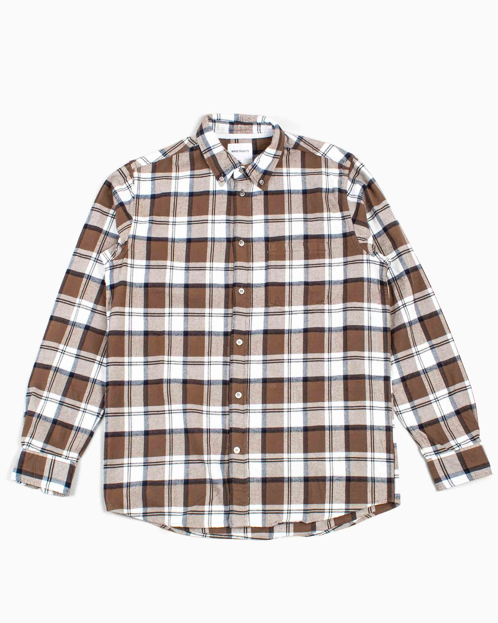 Norse Projects Anton Brushed Flannel Check Taupe