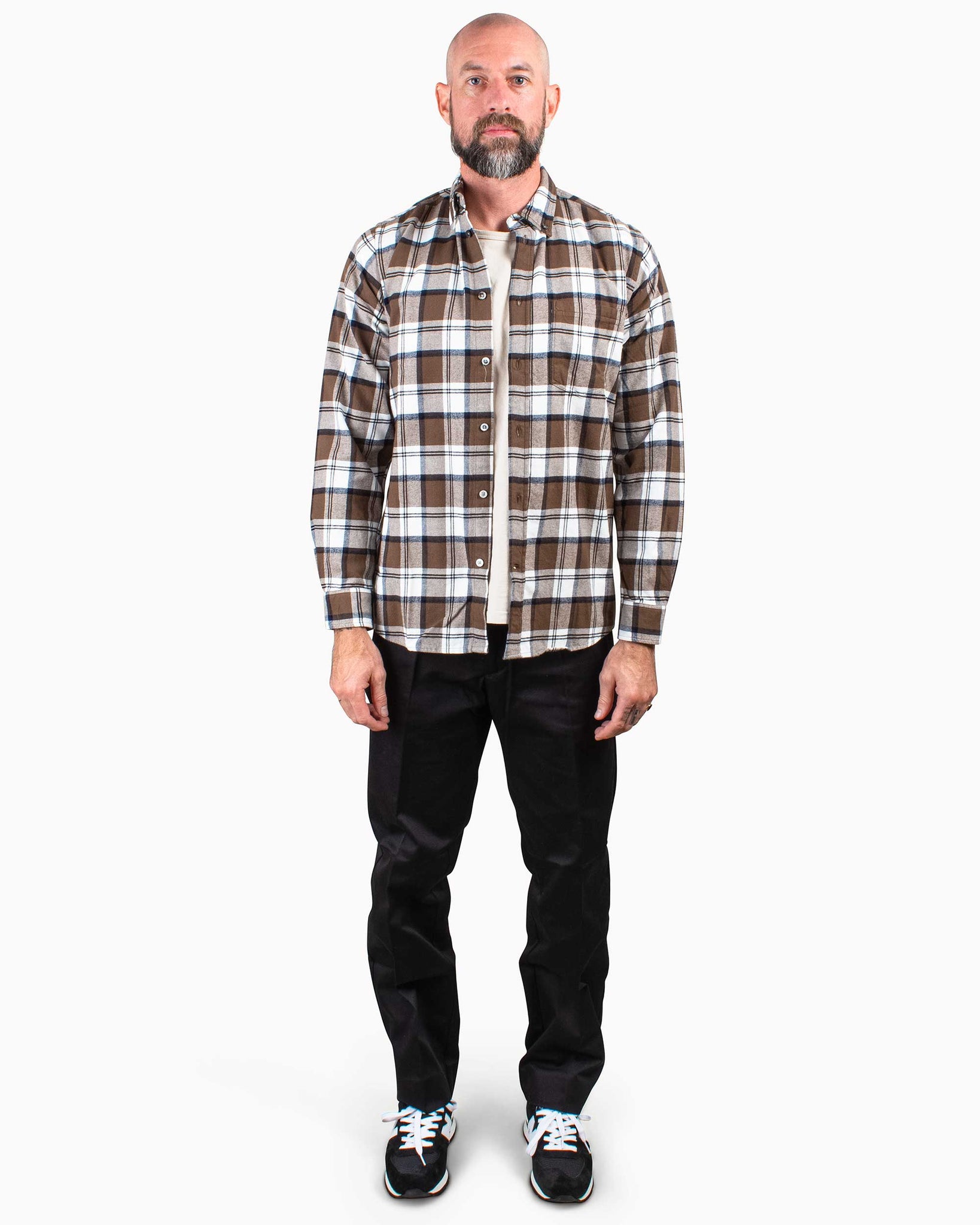 Norse Projects Anton Brushed Flannel Check Taupe Model