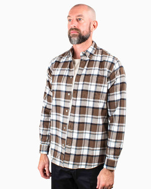 Norse Projects Anton Brushed Flannel Check Taupe Close